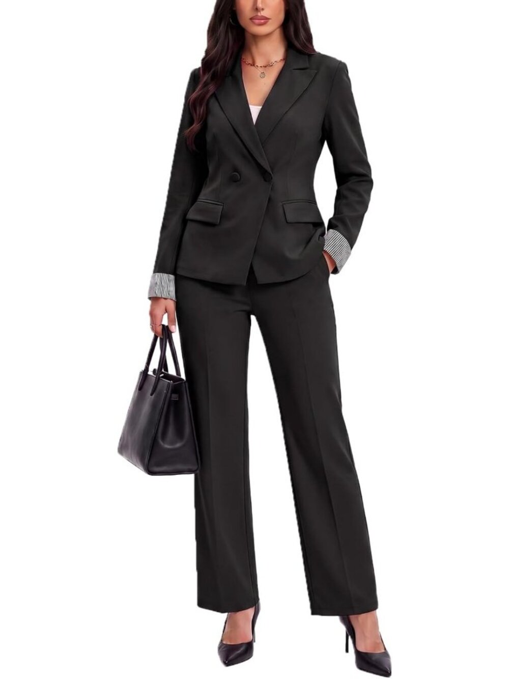 Chic Women's 2-Piece Business Casual Blazer & Pants Set for Office Work Outfits